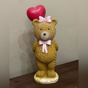 Charming Brown Bear Figurine with Pink Accents Valentine’s Day decor
